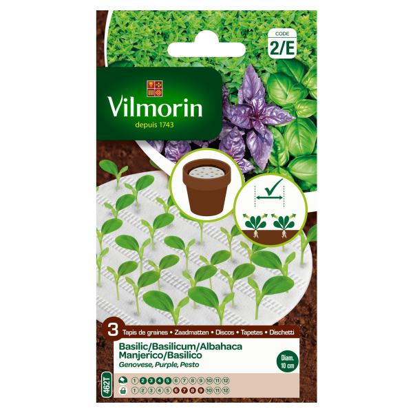 Aromatiques - Basilic - Tapis de graines - 3 cm x 10 cm (x3) - face recto